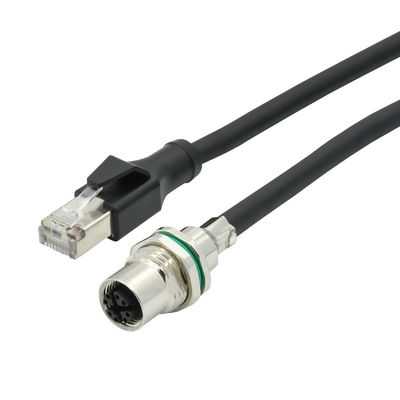 M12 σε Rj45 στεγανοποιήστε τους συνδετήρες καλωδίων επικοινωνία δικτύων Ethernet 4/8 πυρήνας