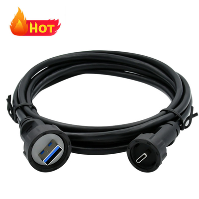 Γυναικείο Micro USB Jack Αδιάβροχο καλώδιο USB C σε μαύρο χρώμα
