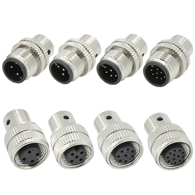 M12 Θηλυκό Βύσμα Θωράκισης Συνδέσμου 3-17 Pin IP67 Αδιάβροχο Πρότυπο DIN