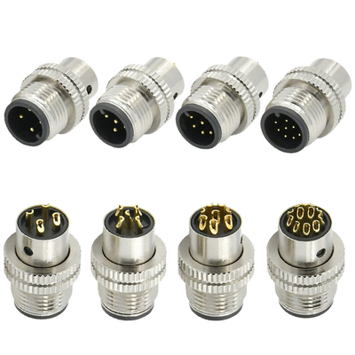 M12 Θηλυκό Βύσμα Θωράκισης Συνδέσμου 3-17 Pin IP67 Αδιάβροχο Πρότυπο DIN