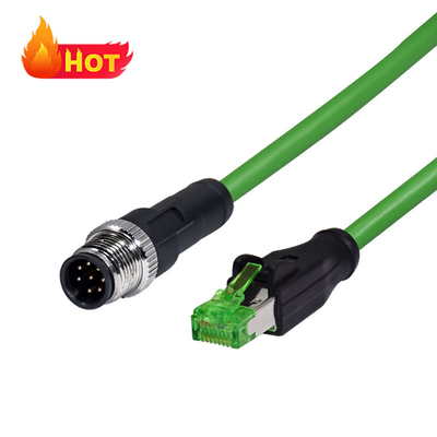 IP68 M12 X-Code σε RJ45 Cat6 Ethernet καλώδιο 1 μέτρου