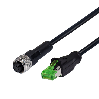 IP67 M12 D Κωδικός έως RJ45 Άντρας καλώδιο Ethernet 1m Cat5e S/FTP