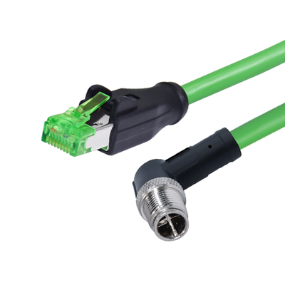 M12 X Κώδικας 8 Pin αρσενικό Αδιάβροχο καλώδιο Ethernet RJ45 Cat 6