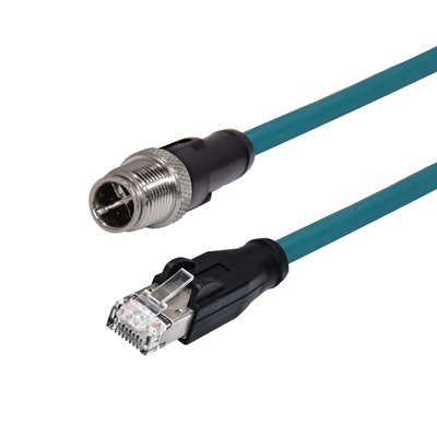 M12 X Κώδικας 8 Pin αρσενικό Αδιάβροχο καλώδιο Ethernet RJ45 Cat 6