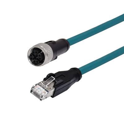 M12 X Κώδικας 8 Pin αρσενικό Αδιάβροχο καλώδιο Ethernet RJ45 Cat 6