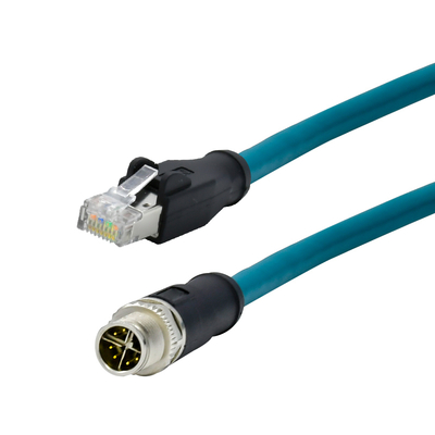 M12 X Code σε RJ45 Cat6 Adapter 10Gbps Αδιάβροχος IP67
