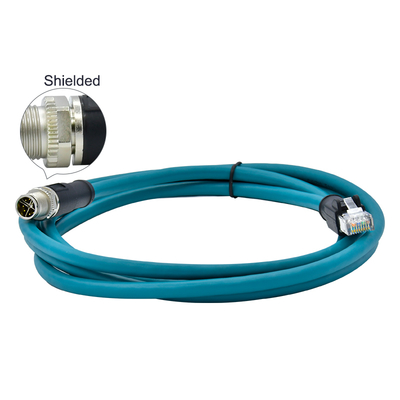 M12 X Code σε RJ45 Cat6 Adapter 10Gbps Αδιάβροχος IP67