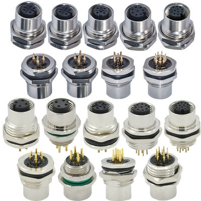 M12 Κωδικός Ανερόστερος σύνδεσμος 3-17 Pin IP67/IP68 DIN Panel Mount