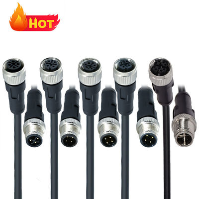 M12 Αδιάβροχος σύνδεσμος IP68 3-17 πιν αρσενικό θηλυκό βίδα τύπου DIN