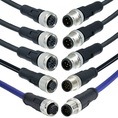 M12 Αδιάβροχος σύνδεσμος IP68 3-17 πιν αρσενικό θηλυκό βίδα τύπου DIN