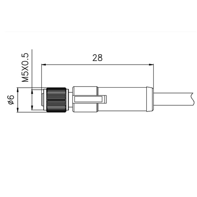 Ο συνδετήρας καρφιτσών TPU GF IP67 M5 3 κατ' ευθείαν στο θηλυκό φορμάρισε το PVC 0.5m