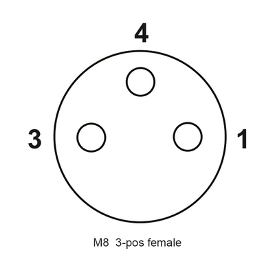 M8 θηλυκή 3 συνδέσιμη συνέλευση καρφιτσών 3pin 3p γύρω από το κυκλικό βούλωμα 3P μετάλλων τρυπών συνδετήρων ip67 M8 ευθύ