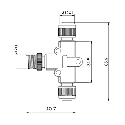 Αδιάβροχος συνδετήρας M12 θραυστών M12 5pin Τ ένα αρσενικό κωδικοποίησης στο θηλυκό προσαρμοστή 2
