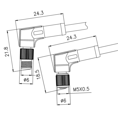 M5 στεγανοποιήστε τον άνδρα-γυναίκας συνδετήρα 3 καρφιτσών αριστερά/τη φορμάροντας συνέλευση καλωδίων σωστής γωνίας