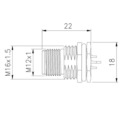 Η αυτοματοποίηση M12 εργοστασίων στεγανοποιεί το συνδετήρα 300V 8 ευθύς συνδετήρας τύπων ύλης συγκολλήσεως καρφιτσών