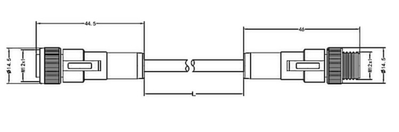 Ψαρευμένα ευθέα M12 στεγανοποιούν το συνδετήρα αρσενικό στο αρσενικό ένα Β Δ που κωδικοποιείται τη βίδα Pa66