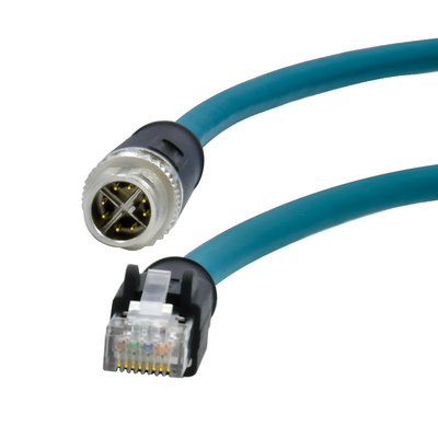 Αδιάβροχος κυκλικός συνδετήρας m12 Χ Rigoal IP68 που κωδικοποιείται στο καλώδιο rj45 για το δίκτυο Ethernet