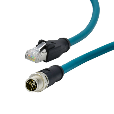 Αδιάβροχος κυκλικός συνδετήρας m12 Χ Rigoal IP68 που κωδικοποιείται στο καλώδιο rj45 για το δίκτυο Ethernet