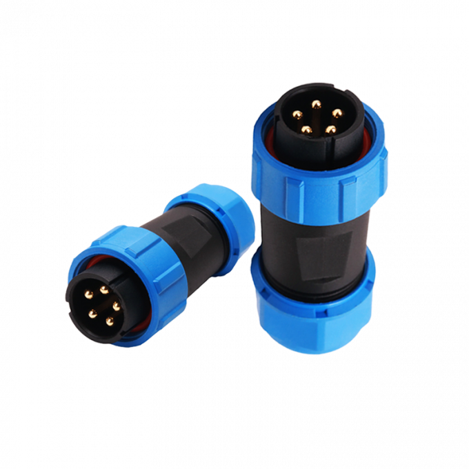 IP68 αδιάβροχη κυκλική πλαστική επαφή ορείχαλκου βουλωμάτων καλωδίων συνδετήρων ευθύγραμμη 2